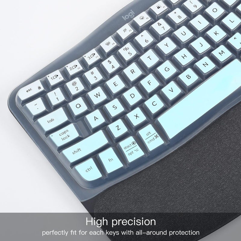 imComor Keyboard Cover Skin for Logitech Wave Keys MK670 Combo Wireless Ergonomic Keyboard Skin, Logitech Wave Keys Wireless Ergonomic Keyboard Cover Protector Skin Accessories, Ombre Mint - Image 2